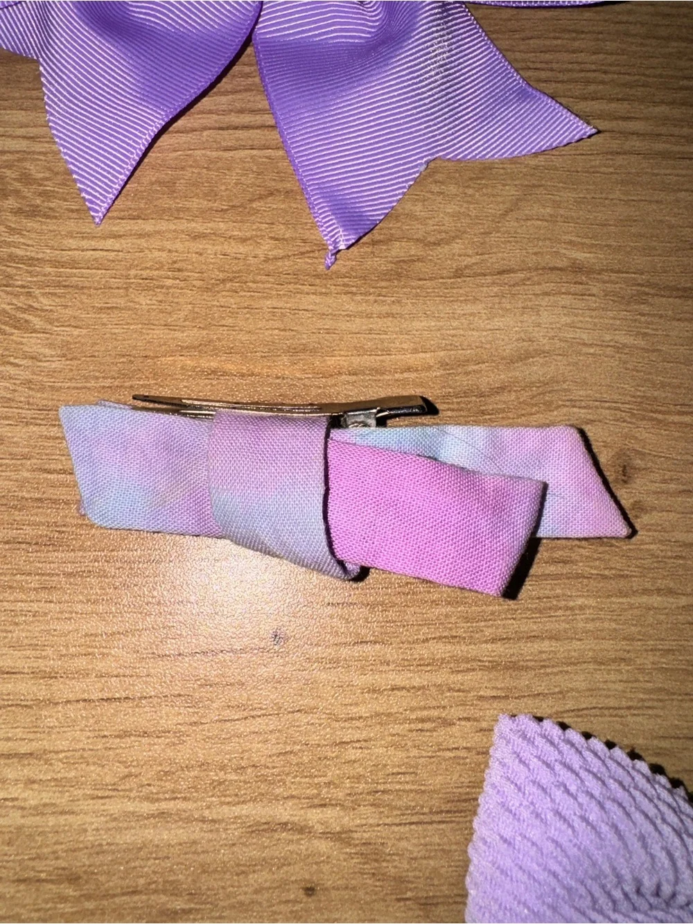 Set of 6 Purple & Pink Boutique Hair Bows Alligator Clips & Barrette Girls Hair
